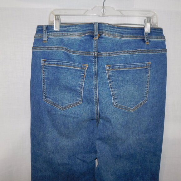 Love & Legend Demin Womens 14 High Waist Crop Raw Hem Dyed Ankle blue Jeans - Picture 10 of 12